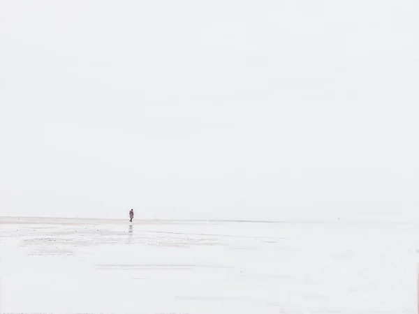 Hombre Invierno Paisaje Con Nieve — Foto de Stock