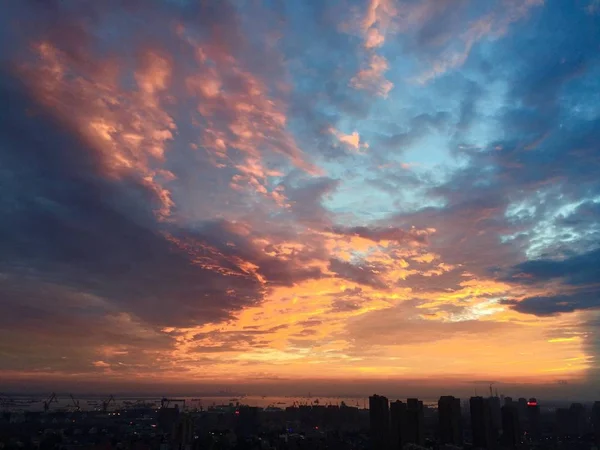 Solnedgang Byen - Stock-foto