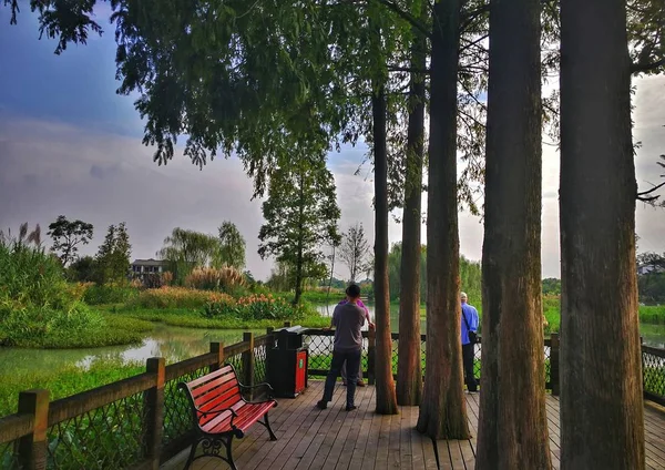 tourists on a bench in the park