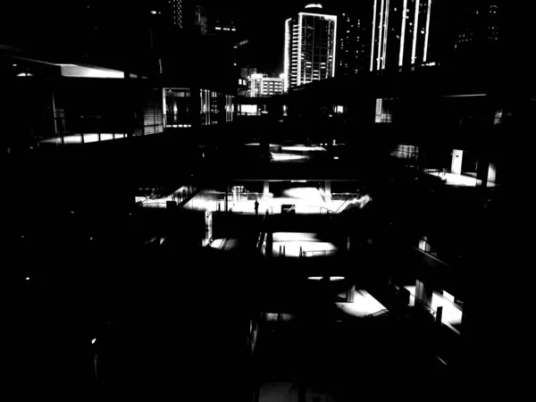 Silueta Una Ciudad Por Noche — Foto de Stock