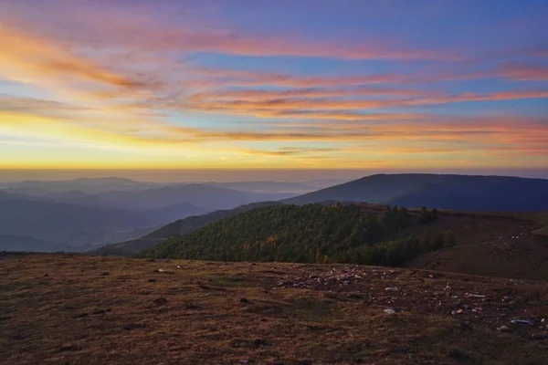 beautiful sunrise in the mountains.