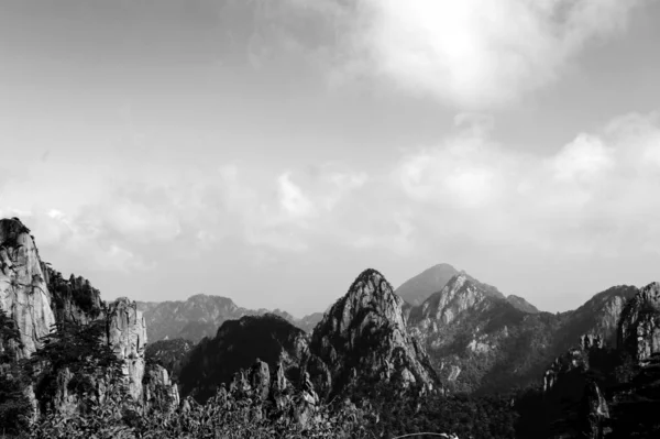 beautiful mountain landscape in black and white