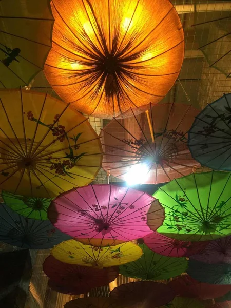 colorful umbrellas in the city of thailand