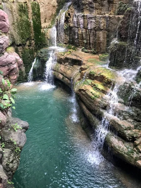 beautiful waterfall in forest, cascade waterfall