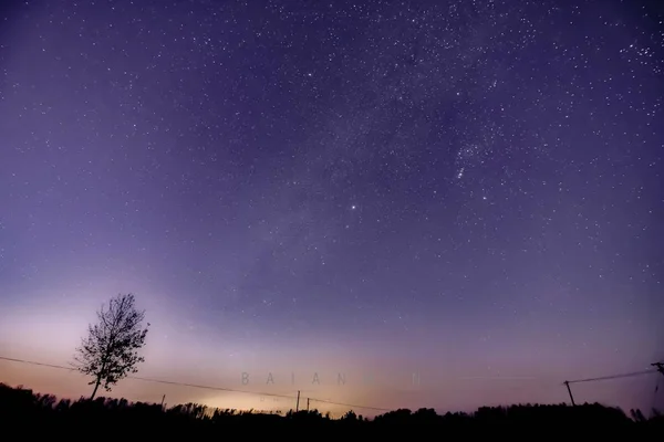 Belo Céu Noturno Com Estrelas Galáxia — Fotografia de Stock