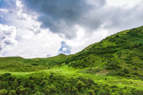 beautiful landscape with green sky and clouds
