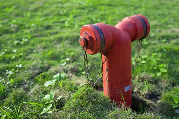 Parktaki Eski Kırmızı Yangın Musluğu — Stok fotoğraf