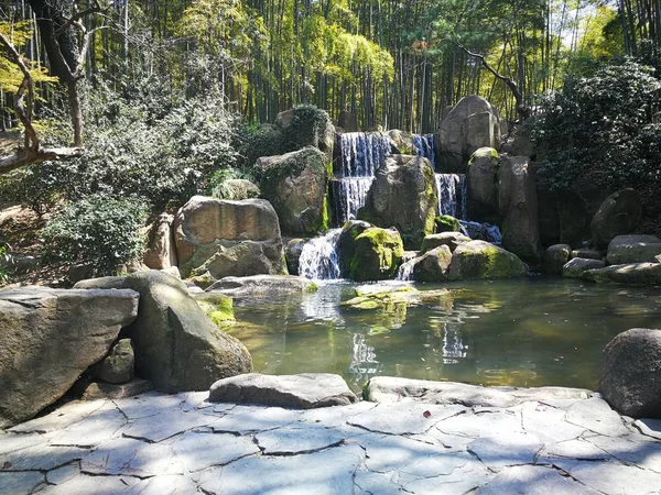 beautiful waterfall in forest, cascade waterfall