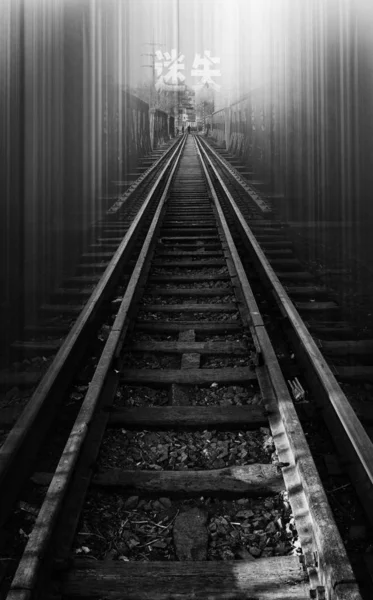 Old Railroad Tracks Morning — 스톡 사진