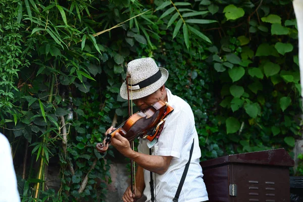 Hombre Con Sombrero Guitarra — Foto de Stock