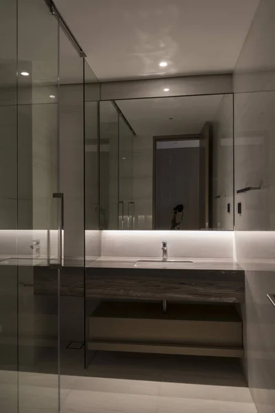 Interior Modern Bathroom Glass Window — Stock Photo, Image