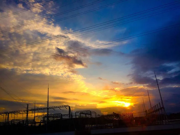 Puesta Sol Sobre Ciudad — Foto de Stock