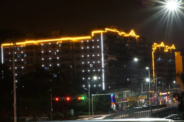 Vista Nocturna Ciudad Del Tráfico Por Noche — Foto de Stock