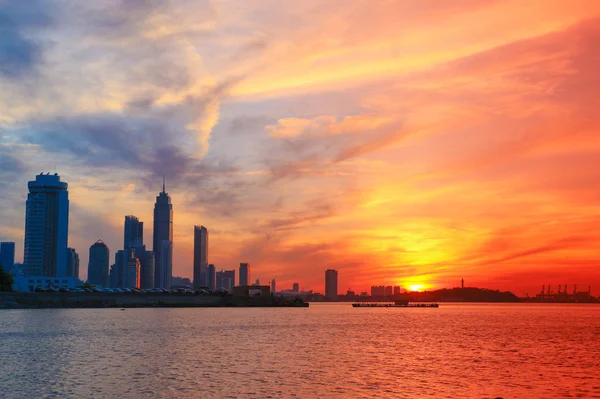 New York Skyline Bij Zonsondergang — Stockfoto