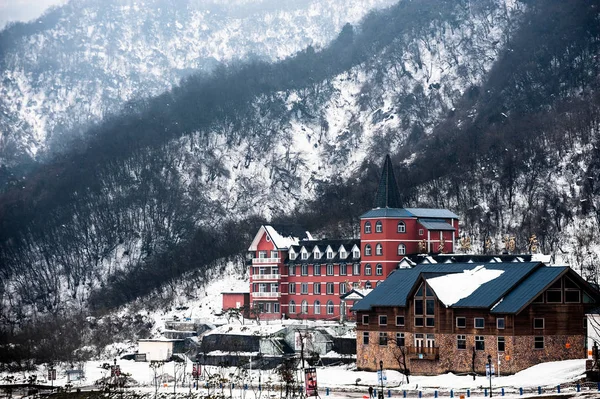 winter landscape with snow and houses