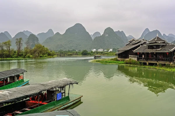 chinese village in the lake.