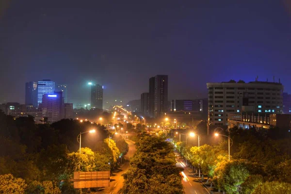 Vista Nocturna Ciudad Atardecer — Foto de Stock