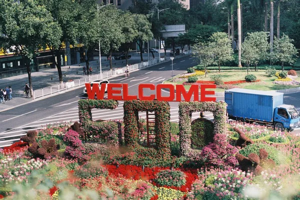 Palabra Bienvenido Barcelona — Foto de Stock