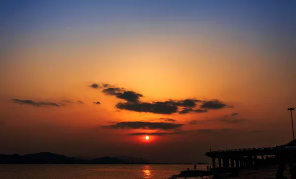 Puesta Sol Sobre Mar — Foto de Stock