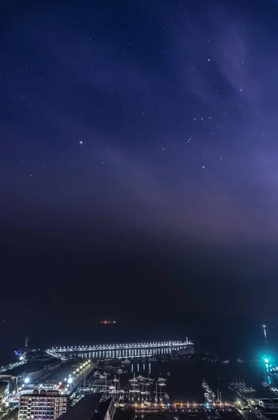 Нічний Пейзаж Красивим Зоряним Небом — стокове фото