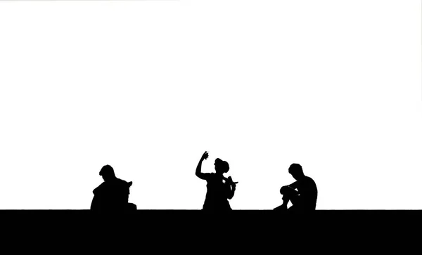 Vektorsilhouette eines Mannes, der auf dem Hügel betet — Stockbild Vektorsilhouette Eines Mannes Der Auf Dem Hügel Betet — Stockfoto