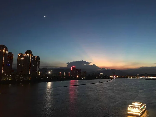 Vista Nocturna Ciudad Hong Kong — Foto de Stock