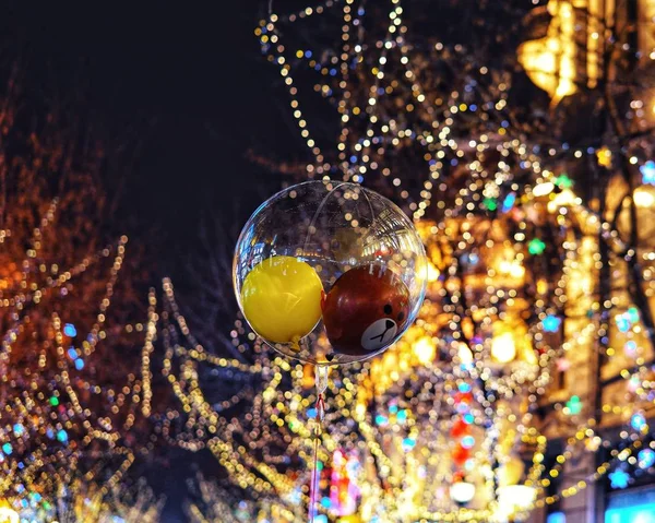 Fondo Navidad Con Bolas Luces — Foto de Stock