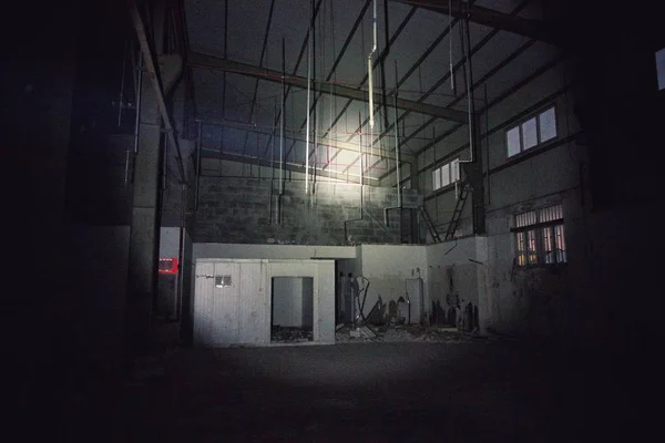 abandoned factory building in the darkness