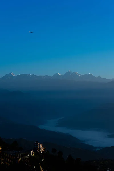 aerial moon in the mountains of the mountain