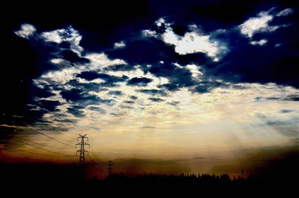 Vakker Solnedgang Nattehimmelen – stockfoto