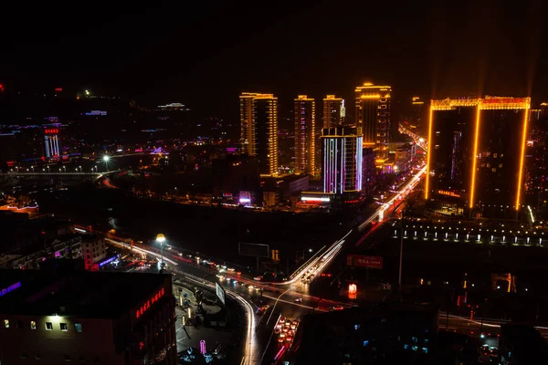 Vista Nocturna Ciudad Atardecer — Foto de Stock