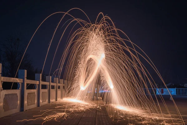 Fuegos Artificiales Colores Noche — Foto de Stock