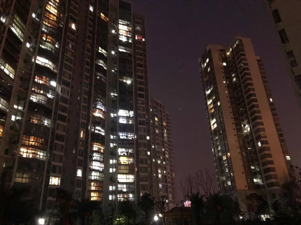 Vista Nocturna Ciudad Hong Kong — Foto de Stock