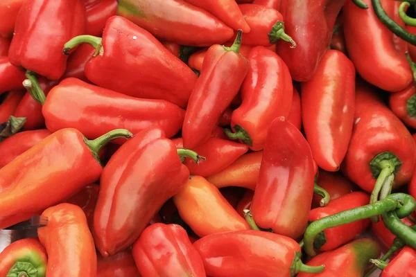 red and green peppers in the market