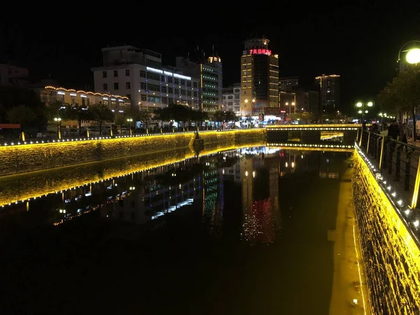 Vista Nocturna Ciudad Barcelona — Foto de Stock