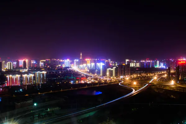 Vista Nocturna Ciudad Atardecer — Foto de Stock