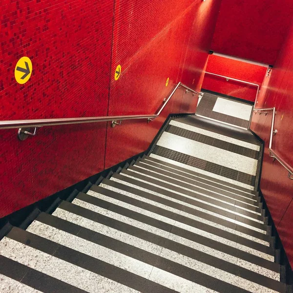 stairs with red and white stripes
