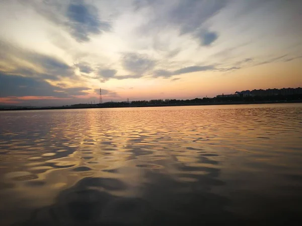 Pohled Krásný Západ Slunce — Stock fotografie