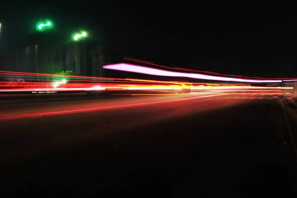 traffic light trails on a highway