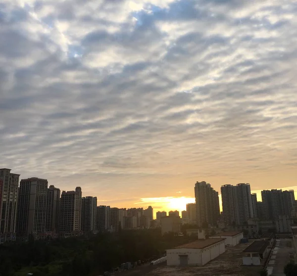 Moderne Skyline Bij Zonsondergang — Stockfoto