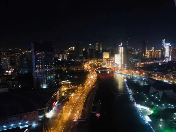 Vista Noturna Cidade Bangkok Tailândia — Fotografia de Stock