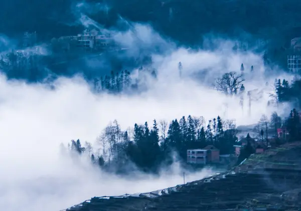 Hermoso Paisaje Con Nubes Árboles — Foto de Stock