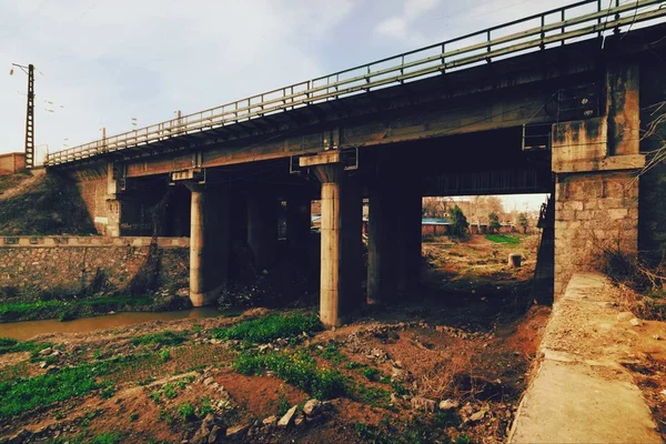 old abandoned bridge in the city