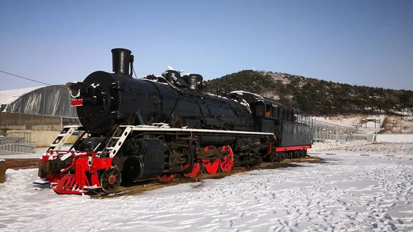 train in the snow