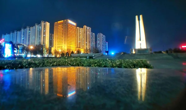 Vista Nocturna Ciudad Atardecer — Foto de Stock