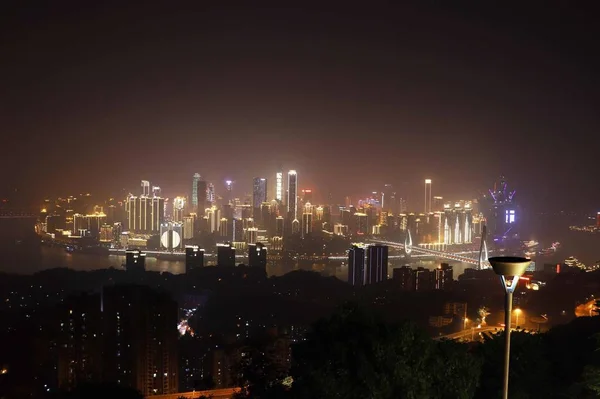 stock image night view of the city at sunset