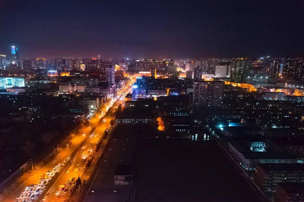 Vista Nocturna Ciudad Atardecer — Foto de Stock