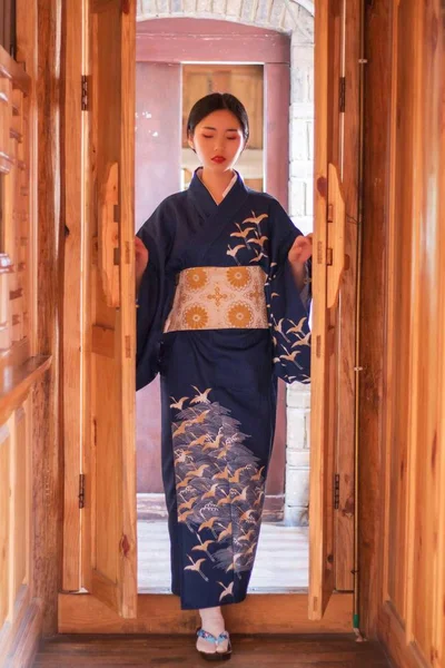 Beautiful Asian woman wearing kimono posing