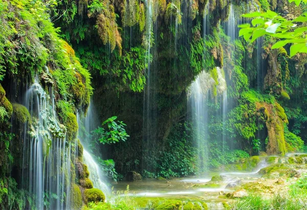 Piękny Wodospad Lesie Dzika Przyroda — Zdjęcie stockowe
