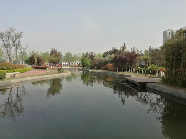 Vista Ciudad Del Parque Por Mañana — Foto de Stock